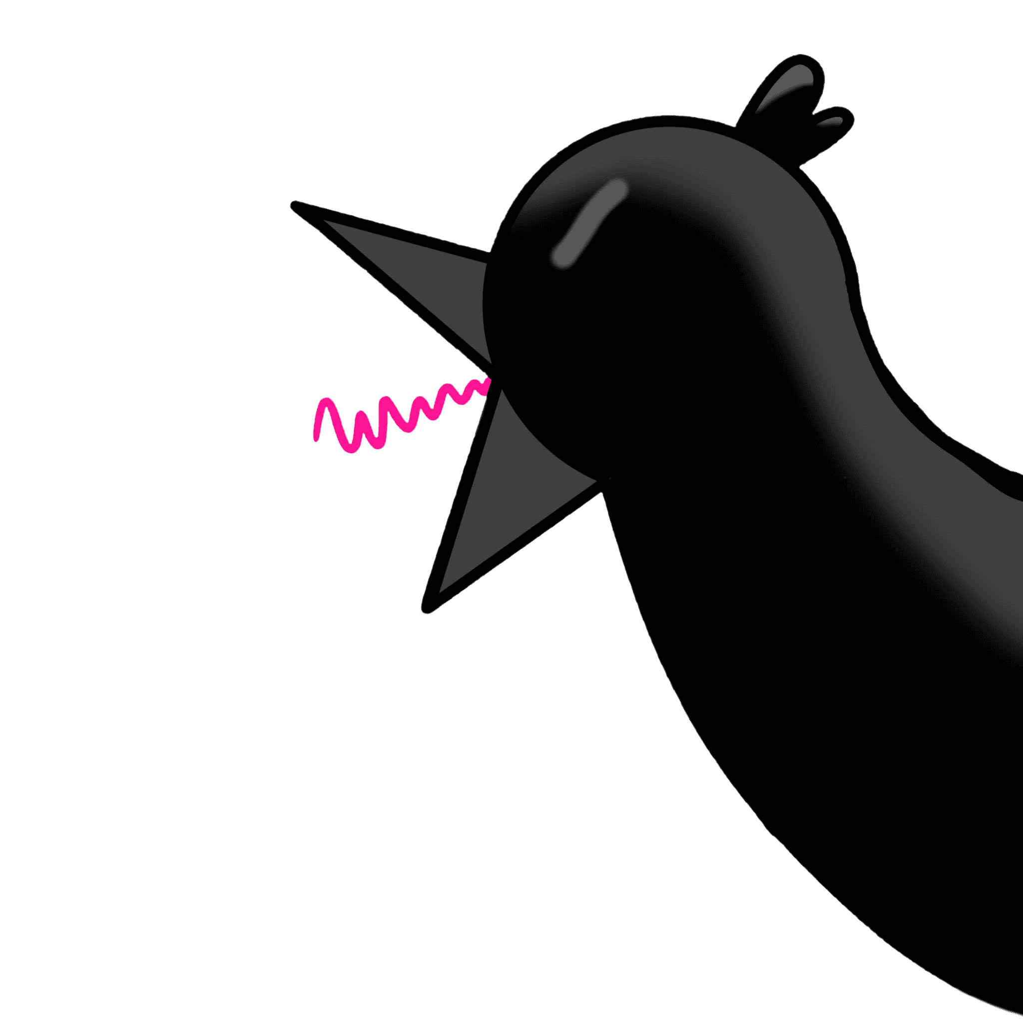 Oiseau noir stylisé avec bec pointu et œil brillant, design moderne pour StudBob Studio.